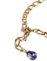 Collier Dolce & Gabbana en laiton doré, cristal et perles roses et violettes