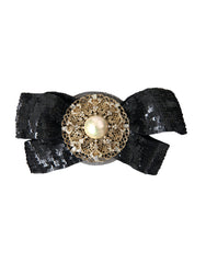 Broche Dolce & Gabbana noire à sequins et perles, faite main