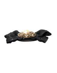 Broche Dolce & Gabbana noire à sequins et perles, faite main