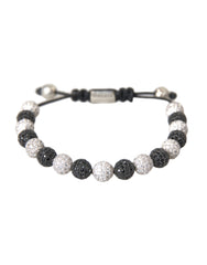 Bracelet Nialaya en perles noires et blanches avec boules de cristal CZ