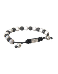 Bracelet Nialaya en perles noires et blanches avec boules de cristal CZ