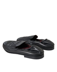 Mocassins en cuir noir brodés du logo Dolce & Gabbana pour homme