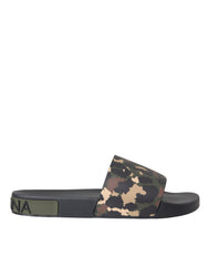 Chaussures de plage pour hommes Dolce & Gabbana en cuir camouflage multicolore