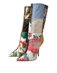 Bottes à talons Dolce & Gabbana à imprimé patchwork multicolore
