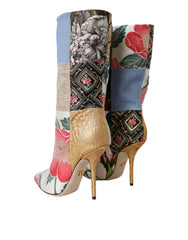 Bottes à talons Dolce & Gabbana à imprimé patchwork multicolore