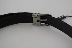 Ceinture Dolce & Gabbana en cuir velours noir et boucle argentée