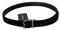 Ceinture Dolce & Gabbana en cuir velours noir et boucle argentée