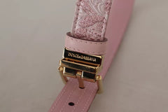Ceinture Dolce & Gabbana rose à broderie jacquard et boucle en métal doré