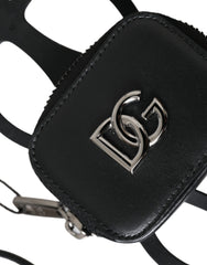 Porte-monnaie Dolce & Gabbana en cuir de veau noir avec logo DG et cordon