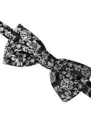 Nœud papillon Dolce & Gabbana en soie noire à motif floral, ajustable, pour homme