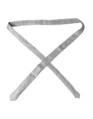 Dolce & Gabbana hellgraue, gepunktete Seidenkrawatte für Herren, verstellbar