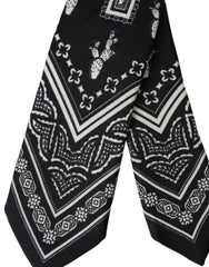 Cravate ajustable Dolce & Gabbana noire à motifs, 100 % soie.