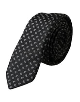 Cravate ajustable en soie noire à motif jacquard Dolce & Gabbana pour homme