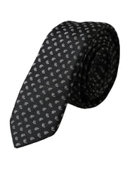 Cravate ajustable en soie noire à motif jacquard Dolce & Gabbana pour homme