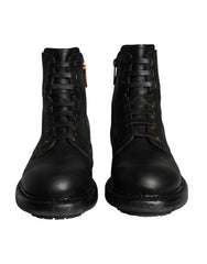 Bottes Dolce & Gabbana noires à lacets mi-mollet pour hommes
