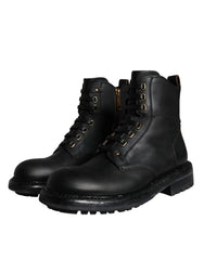 Bottes Dolce & Gabbana noires à lacets mi-mollet pour hommes