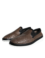 Mocassins Dolce & Gabbana pour hommes en cuir tressé marron et noir