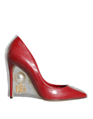 Escarpins Dolce & Gabbana en cuir verni rouge avec fausses perles