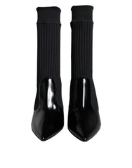 Bottines Dolce & Gabbana noires stretch à talons aiguilles, chaussettes intégrées