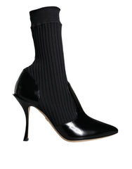 Bottines Dolce & Gabbana noires stretch à talons aiguilles, chaussettes intégrées