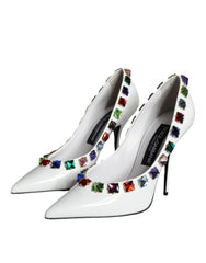 Escarpins Dolce & Gabbana en cuir et cristaux blancs