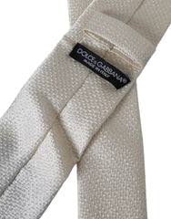 Cravate Dolce & Gabbana blanc cassé 100 % soie, ajustable, pour homme