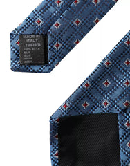 Cravate ajustable pour homme Dolce & Gabbana bleue à motifs, 100 % soie.