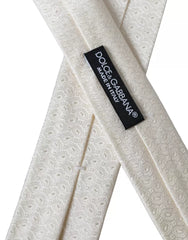 Cravate ajustable en soie à motifs blanc cassé Dolce & Gabbana pour homme