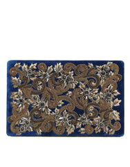 Pochette de soirée Dolce & Gabbana en velours bleu avec cadre doré