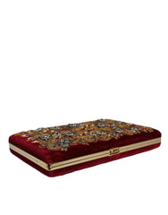 Dolce & Gabbana Clutch aus rotem Samt mit goldenem Rahmen, Abendtasche