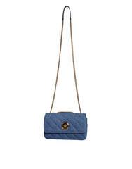 Sac bandoulière Versace en denim matelassé bleu et cuir
