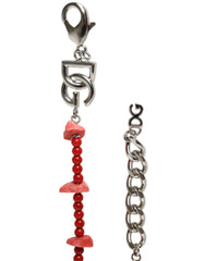 Bracelet Dolce & Gabbana en laiton argenté, perles de résine et logo DG.