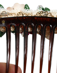 Peigne à cheveux Dolce & Gabbana marron en plastique et cristal à motif floral pour femme