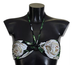 Haut de bikini dos nu à fleurs noires Dolce & Gabbana
