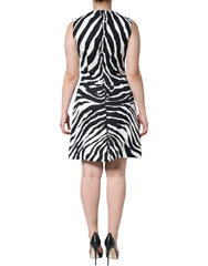 Dolce & Gabbana Schwarzes und weißes Zebra-Minikleid in A-Linie