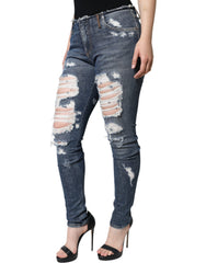 Jean skinny déchiré en coton stretch bleu Dolce & Gabbana