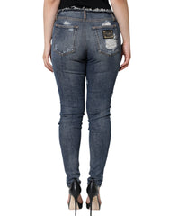 Jean skinny déchiré en coton stretch bleu Dolce & Gabbana