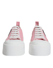 Dolce & Gabbana Pink White Canvas Logo Low Top Sneakers Schuhe
