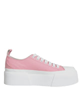 Dolce & Gabbana Pink White Canvas Logo Low Top Sneakers Schuhe