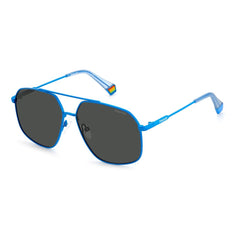 Lunettes de soleil Polaroid bleues en acier inoxydable