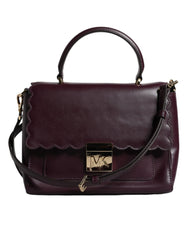 Sac bandoulière MINDY en cuir violet Michael Kors avec plaque logo