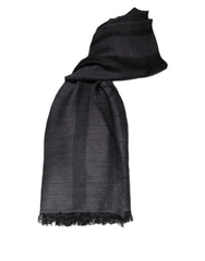 GF Ferre Dunkelgrauer Woll-Viskose-Foulard-Schal mit Muster