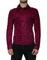 Dolce & Gabbana Jacke mit Fuchsia-Leopardenmuster, Knopfleiste und Kragen