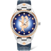 Montre en cuir bleu police
