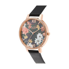 Montre Olivia Burton en cuir artificiel noir