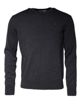 Dolce & Gabbana Pullover aus dunkelgrauer Wolle mit Rundhalsausschnitt