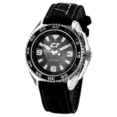 Montre Chronotech en cuir noir