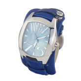 Montre Chronotech en cuir bleu