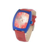 Montre Chronotech en cuir rouge