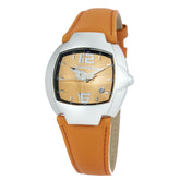 Chronotech Uhr aus orangefarbenem Leder
